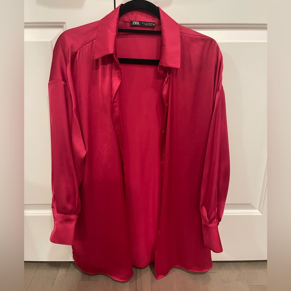 Hot pink Zara button down